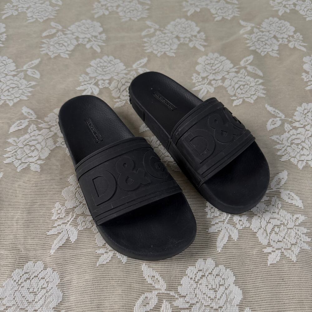 Dolce & Gabbana Black Logo Slide Sandals Size 40